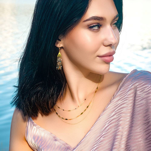 Золотое многослойное колье Francelli (арт. 352855жч) – изображение 4