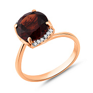 Золота каблучка з кварцом і фіанітами (арт. 140564ПкГ)