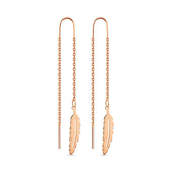 Золотые серьги-протяжки Перо (арт. 1091198)