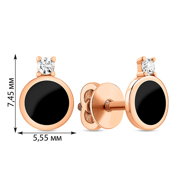 Золоті сережки Лýна з емаллю і фіанітами (арт. 111237еч) – зображення 2