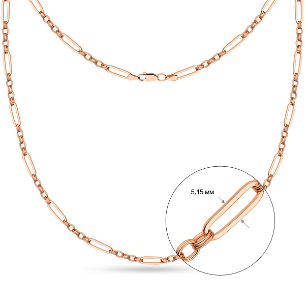 Золоте кольє "Ланки" в червоному кольорі металу (арт. 352236) – зображення 3