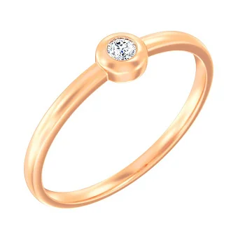 Кольцо из красного золота с бриллиантом (арт. К011295005)