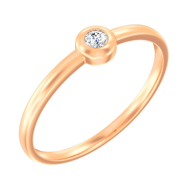 Кольцо из красного золота с бриллиантом (арт. К011295005) – изображение 1