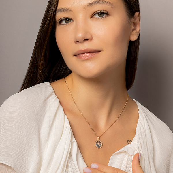 Золотой подвес "Весы" с фианитами (арт. 440670) – изображение 4