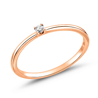 Помолвочное кольцо с бриллиантом из красного золота (арт. К011168)