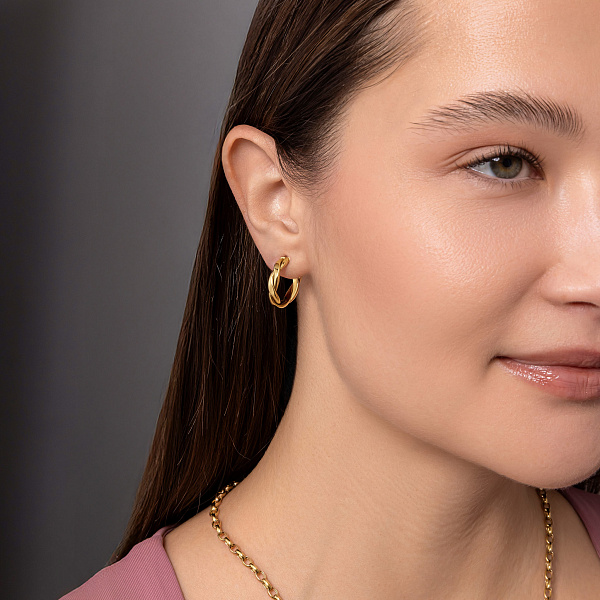 Серьги-кольца "Переплетение" из желтого золота  (арт. 109206/20ж) – изображение 3