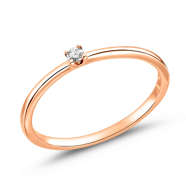 Помолвочное кольцо с бриллиантом из красного золота (арт. К011168) – изображение 1