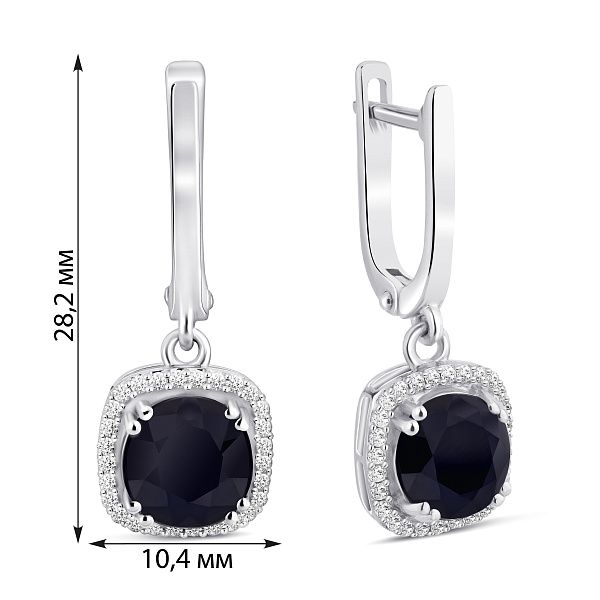 Срібні сережки з сапфіром і фіанітами (арт. 7502/2119999Спс) – зображення 2