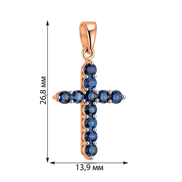 Крестик из золота с сапфирами (арт. 3109617201с) – изображение 2