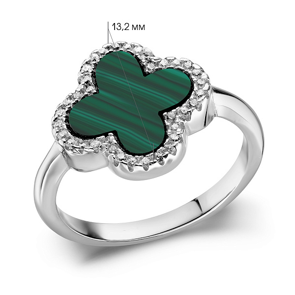 Серебряное кольцо с малахитом (арт. 7501/3756/15млх) – изображение 2