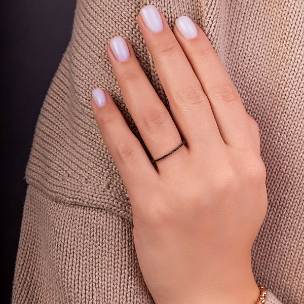 Золота каблучка з чорними фіанітами (арт. 1101281101ч) – зображення 3