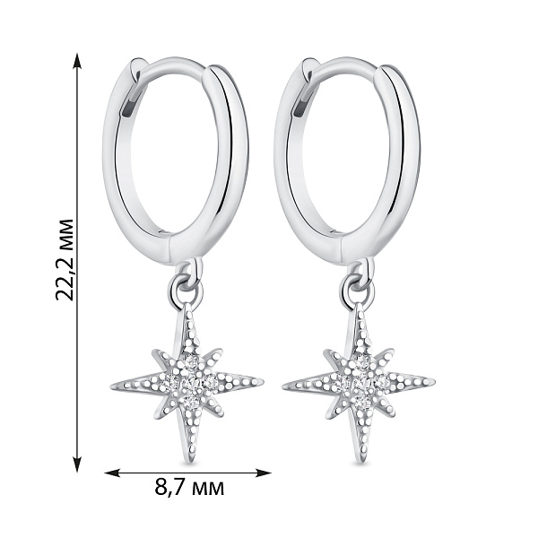 Серебряные серьги-подвески "Звезды" с фианитами  (арт. 7502/4450/10) – изображение 2