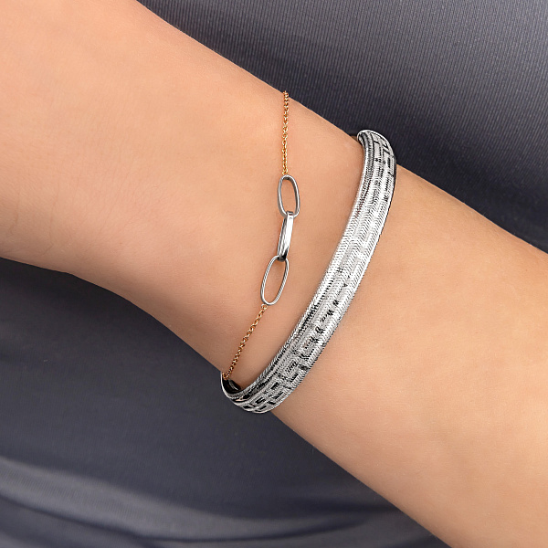 Браслет "Звенья" из красного и белого золота (арт. 325426кб) – изображение 2