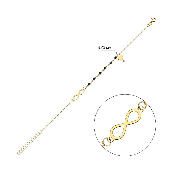 Браслет "Бесконечность" из желтого золота с ониксом (арт. 325404жо) – изображение 2