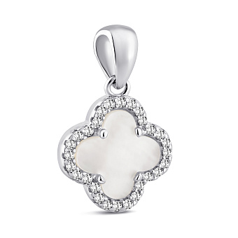 Серебряный кулон Клевер с перламутром (арт. 7503/2169536/10п)