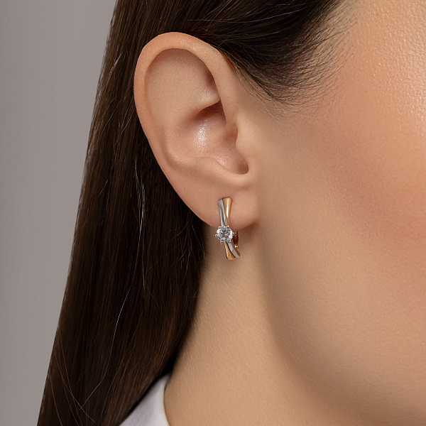 Золоті сережки з фіанітом (арт. 113200) – зображення 2