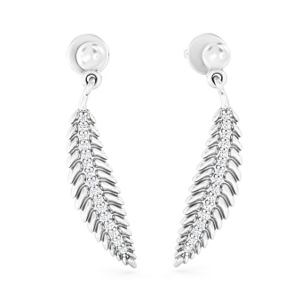 Фото Золотые пусеты Перо с фианитами (арт. 111297б)