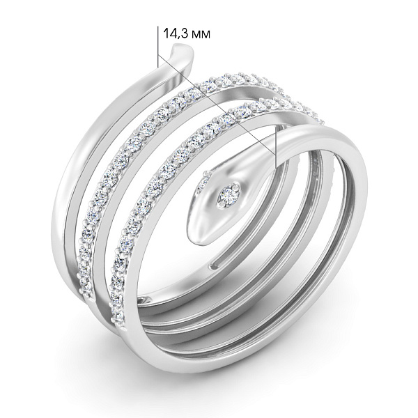 Каблучка з білого золота з фіанітами (арт. 1401030б) – зображення 4