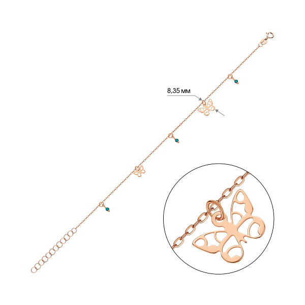 Золотой браслет Бабочки с фианитами (арт. 326956брз) – изображение 4