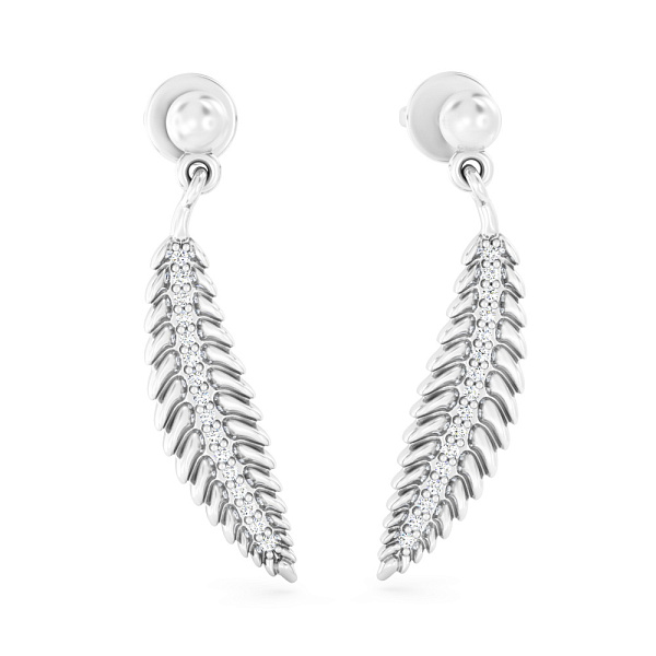 Золотые пусеты Перо с фианитами (арт. 111297б) – изображение 1