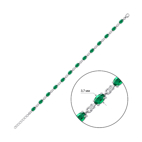 Срібний браслет зі смарагдами і фіанітами (арт. 7509/1513682Изм) – зображення 2