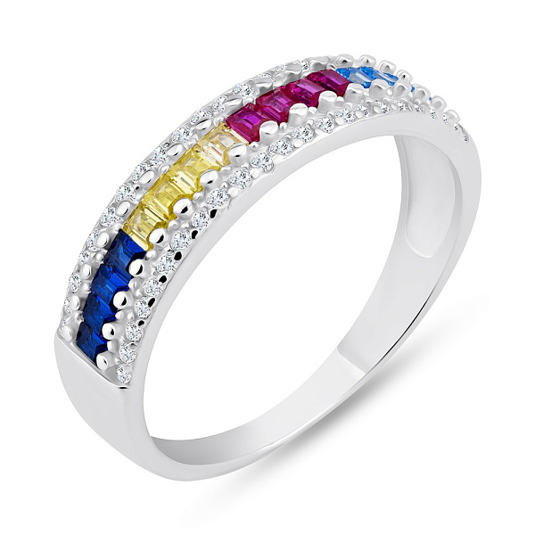 Серебряное кольцо с альпинитами и фианитами (арт. 7501/6775ацв) – изображение 1