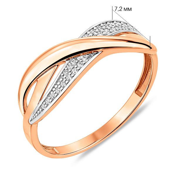 Кольцо Синергия из красного золота с фианитами (арт. 140845) – изображение 3