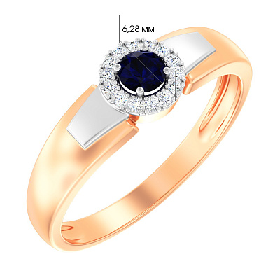 Золотое кольцо с сапфиром и бриллиантами (арт. К011065с)