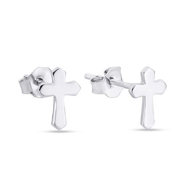 Серебряные пусеты в форме крестиков (арт. 7518/5167) – изображение 1