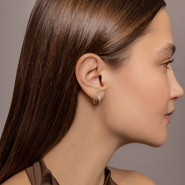 Серьги из белого золота с бриллиантами (арт. С011055010б) – изображение 3