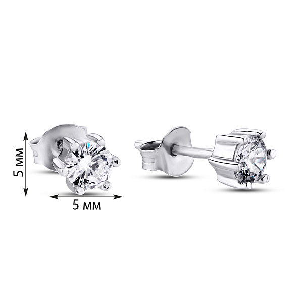 Серебряные серьги-пусеты с фианитом (арт. 7518/2431/2) – изображение 2