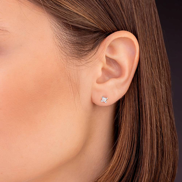 Пусеты из белого золота с бриллиантами (арт. Т011080020б) – изображение 2