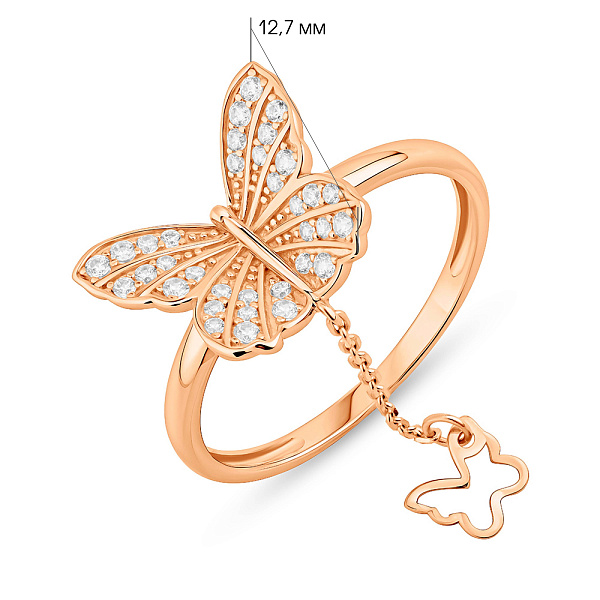 Золотое кольцо Бабочки с подвеской (арт. 141222) – изображение 7