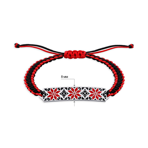 Браслет на шелковой нити с серебряной вставкой (арт. 7309/А046кчекчбрю) – изображение 2