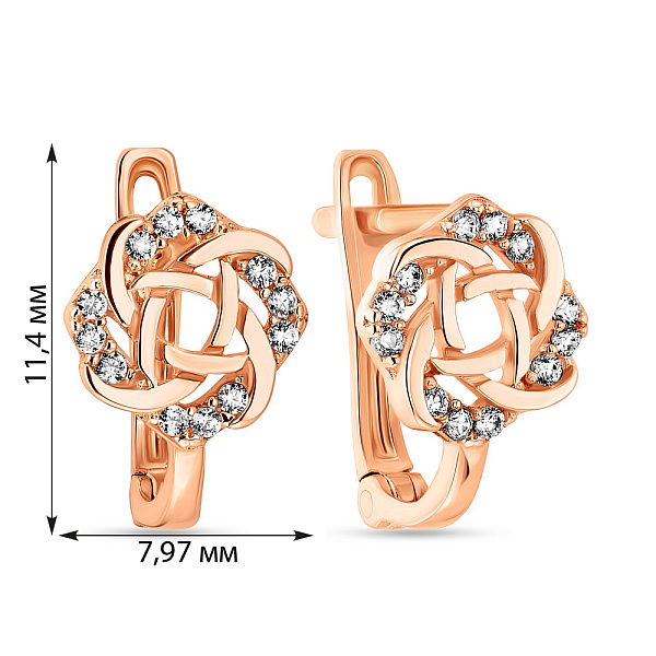 Золоті сережки в червоному кольорі металу (арт. 106561) – зображення 4