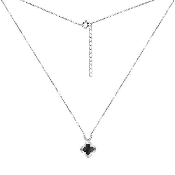 Серебряное колье Клевер с ониксом (арт. 7507/2331/10о) – изображение 2