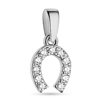 Золотой подвес "Подкова" в белом цвете металла (арт. 440264б)