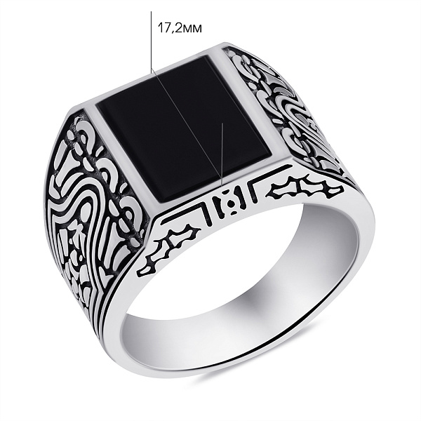 Серебряная печатка з ониксом (арт. 7906/0621.10о) – изображение 2