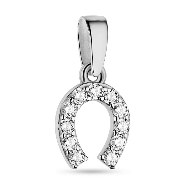 Золотой подвес "Подкова" в белом цвете металла (арт. 440264б) – изображение 1