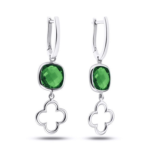 Сережки-подвески из белого золота с кварцем (арт. 106464бПкз) – изображение 1