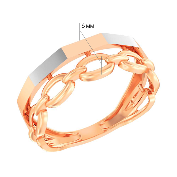 Золотое кольцо "Звенья" без камней (арт. 141181) – изображение 4