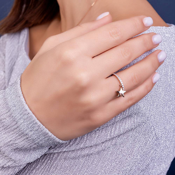 Золота каблучка з підвіскою (арт. 141266) – зображення 5