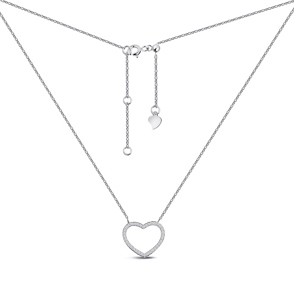 Серебряное колье Сердце с фианитами (арт. 7507/Кл2Ф/3045Ш-48) – изображение 2