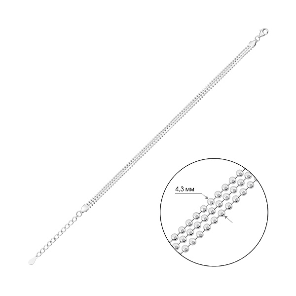 Серебряный многослойный браслет (арт. 7509/4091) – изображение 2