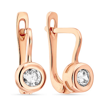 Фото Золотые сережки с белыми фианитами (арт. 107896)