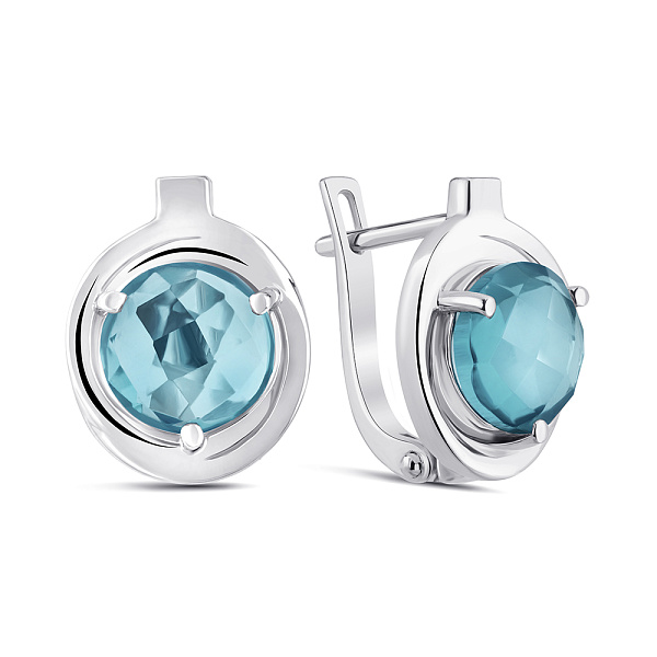 Серебряные серьги с топазом и фианитами (арт. 7502/2049050Пл) – изображение 1