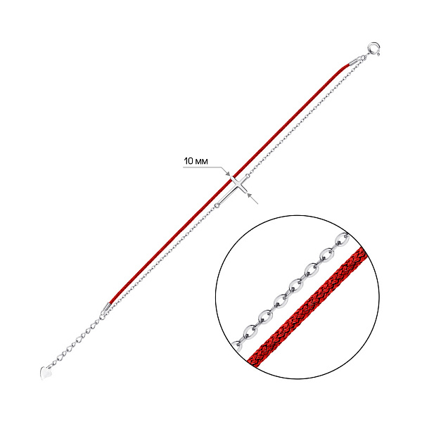 Серебряный браслет с шелковой нитью (арт. 7309/2409к) – изображение 2