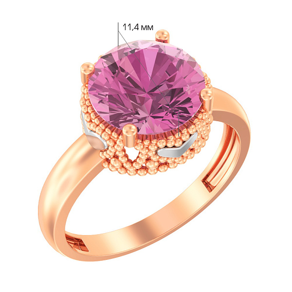 Золотое кольцо с кварцем (арт. 140573ПрГ) – изображение 2