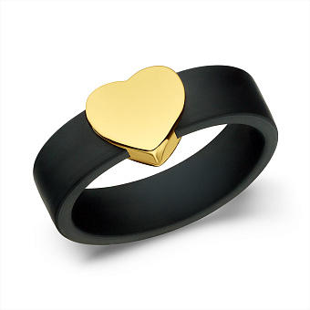 Кольцо из желтого золота и  каучука (арт. 156690ж)