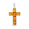 Срібний хрестик з бурштином (арт. 7503/856ЯП) – зображення 1